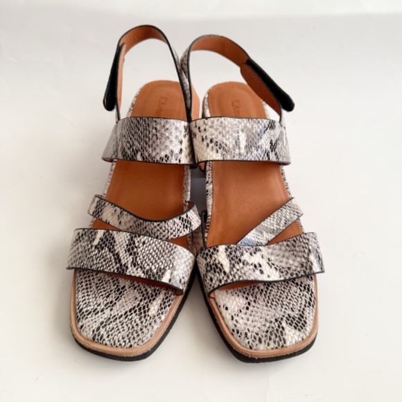 L'Amour Des Pieds Quesnel Snakeskin Print Leather Heels Sandals Size 9.5 - Picture 6 of 7